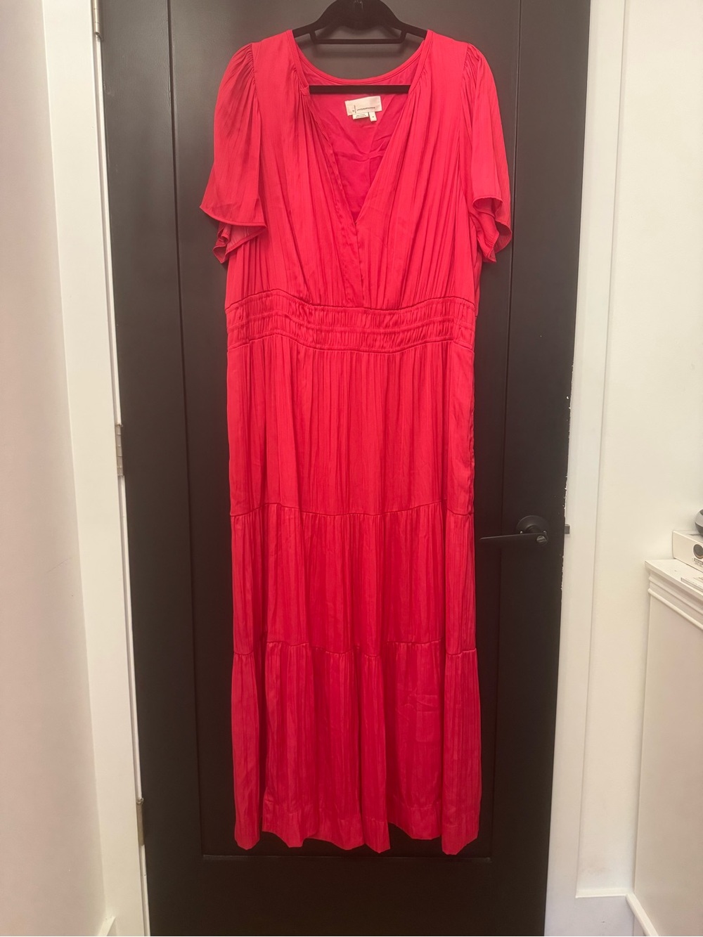 Anthropologie The Somerset pink V-Neck Tiered Maxi Dress
